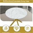 thumbnail image 6 of JERFIT White Round Extendable Dining Table with X-Base for Kitchen, Small Space, Marble Look MDF Top, Sturdy Iron Frame, Easy Assembly for 4-6 Person, 6 of 10
