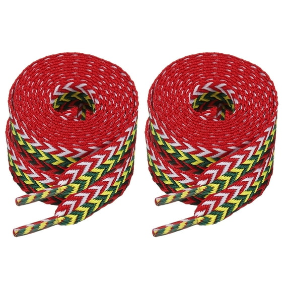 Uxcell 2 Pair Fat Shoe Laces, 63 Inch Athletic Shoelaces, Thick Fat Shoe Laces for Sneakers Running Men Women, Red/Multicolor