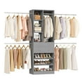 thumbnail image 2 of Homieasy Closet System, 2.4–8.8 FT Closet Organizer System with 2 Drawers, 5 Hanging Rods and Shoe Racks for Walk-in Closet, Bedroom, Gray, 2 of 9