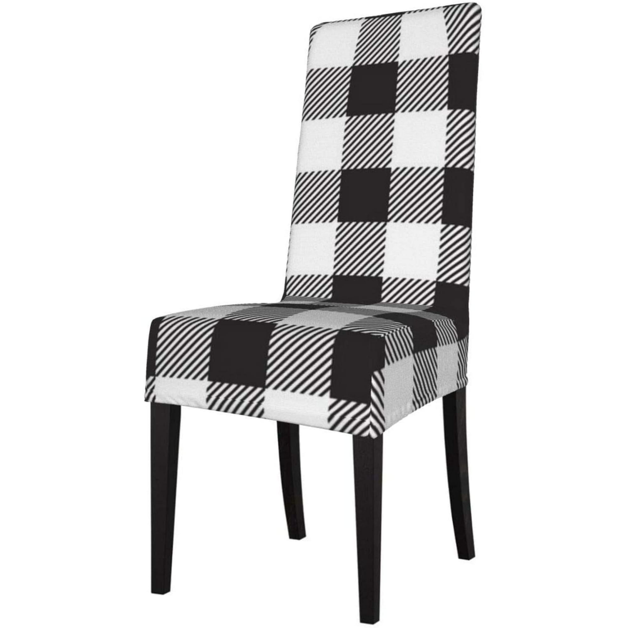 Dining Chair Cover Stretch, Black And White Buffalo Check Dining Room Chair Covers