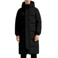 thumbnail image 2 of NTACZA Heavyweight Jackets for Men Zip up Hooded Black Puffer Jacket Mid Length Thick Thermal Long Coats Coats for Men L, 2 of 9