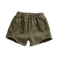 thumbnail image 6 of SGMVNU Girls Summer Shorts Casual Distressed Shorts Loose Fit Solid Color Elastic Waist Fashion Bottoms Cotton Play Shorts, Size 4-5 Years, Green, 6 of 6