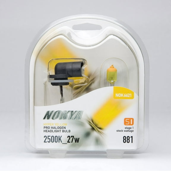 Nokya 881 Hyper Yellow Pro Halogen 2500K Stage 1 Headlight / Fog Light Car Light Bulb Replacement One Pair NOK6621