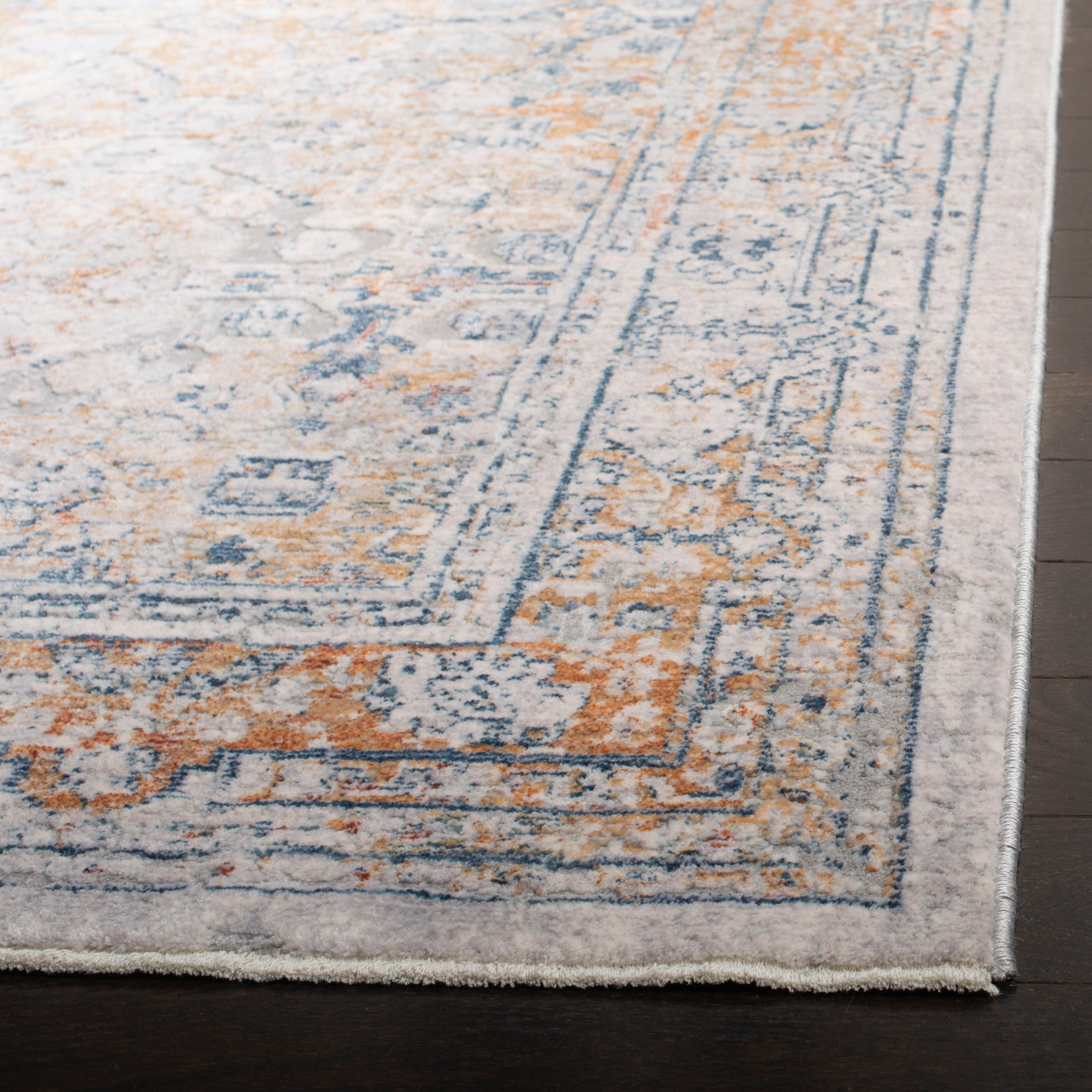 SAFAVIEH Winston Noweel Overdyed Polyester Runner Rug, Light Grey/Cream, 2'2" x 8'