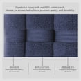 thumbnail image 4 of Home Weavers  Elegance Essentials 550GSM Cotton Zero Twist Super Absorbent Bath Towel Set of 3 Navy - 27"x54", 16"x24", 13"x13", 4 of 5