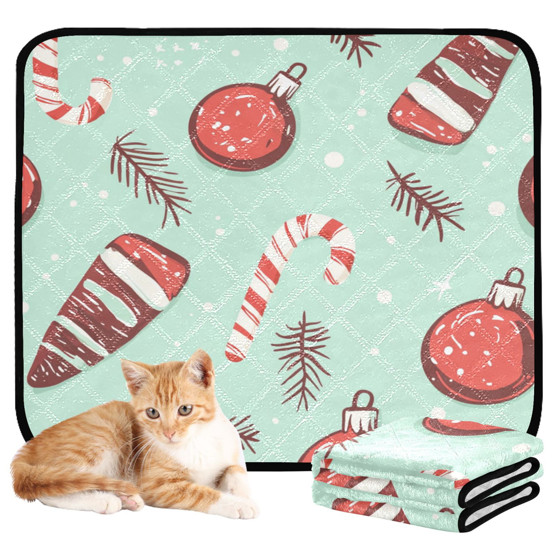 Qxltty Seamless Pattern with Christmas Elements Cat litter Pads Pet Set of 2 Diaper Mats Center Anti-leakage Layer Absorbent Soft and Comfortable