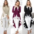 thumbnail image 4 of Casual Mujer Otoño Vestido Kaftan Irregular Dobladillo de encaje Empalme Mangas largas O Cuello C Romacci Vestido, 4 of 7