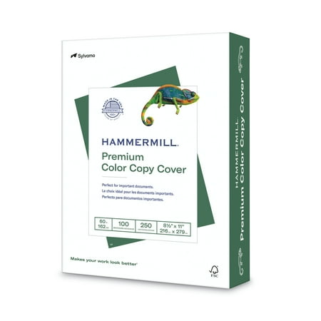 Hammermill Printer Paper 60lb Premium Color Copy Cover 8.5x11 White 1 Ream 250 Sheets