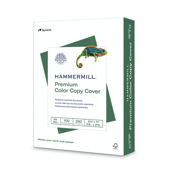 Hammermill Printer Paper, 60lb Premium Color Copy Cover, 8.5x11, White, 1 Ream, 250 Sheets