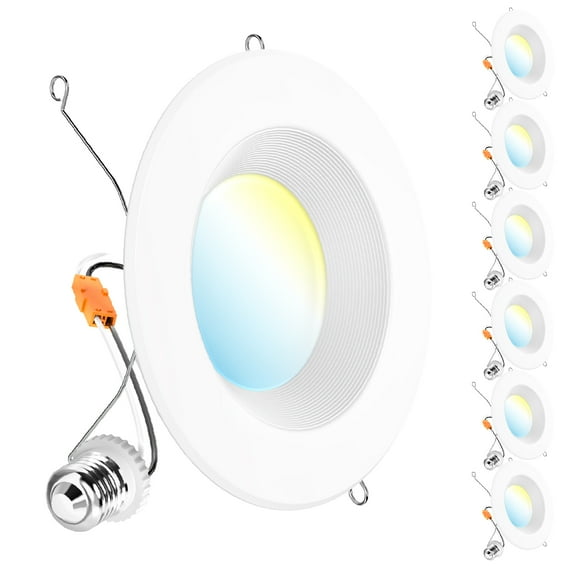 Sunco 6 Pack Recessed Lighting 6 Inch, Retrofit Can Lights, 965LM, 13W (75W Equivalent), Selectable CCT 2700K/3000K/3500K/4000K/5000K, Dimmable, Baffle Trim, Damp Rated UL