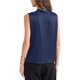 thumbnail image 3 of INSPIRAR CHIC Top sin mangas de seda satinada de verano para mujer, con escote en V y fruncido, talla L, azul oscuro, 3 of 6