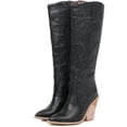 thumbnail image 2 of Knee High Boots for Women's Fashion Chunky Heel Pointed Toe Cowboy Booties Western Snakeskin Cowgirl Boot, 2 of 4