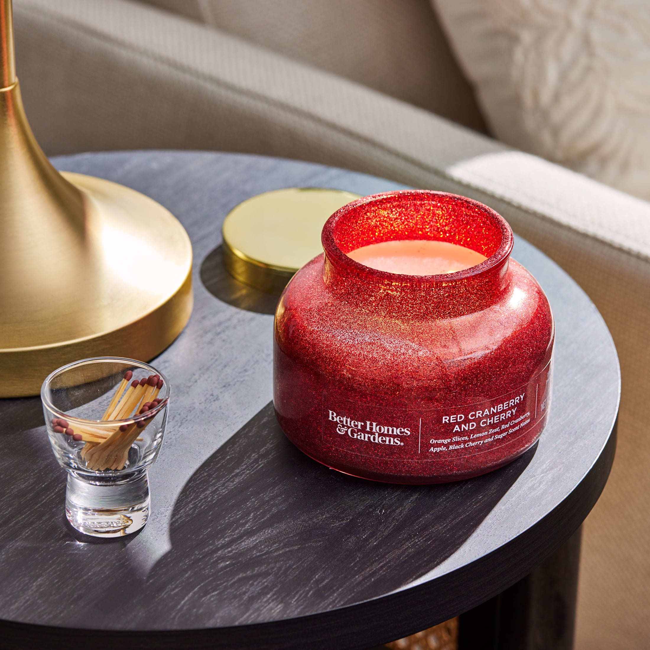 Better Homes & Gardens Red Cranberry and Cherry Scented 2 Wick Glitter 18oz Jar Candle