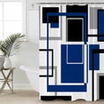 thumbnail image 4 of Abstract Geometric Navy Blue Color Block Shower Curtain for Bathroom, Gray Stripe Modern Art Waterproof Shower Curtains Washable Quick Dry with Hooks Bathtub Curtains 72x72 IN, 4 of 7