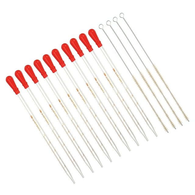 Unique Bargains Graduated Dropper Pipettes Kit, 10 Pack 1ml Glass Pipette with Bulb 4 Brushes Clear
