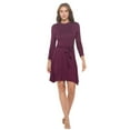 thumbnail image 2 of Women's Long Sleeve Midi Cocktail Dress, Round Neck, Sexy, for Formal, Wedding Guest, Party(Burgundy 1X Plus Size), 2 of 6