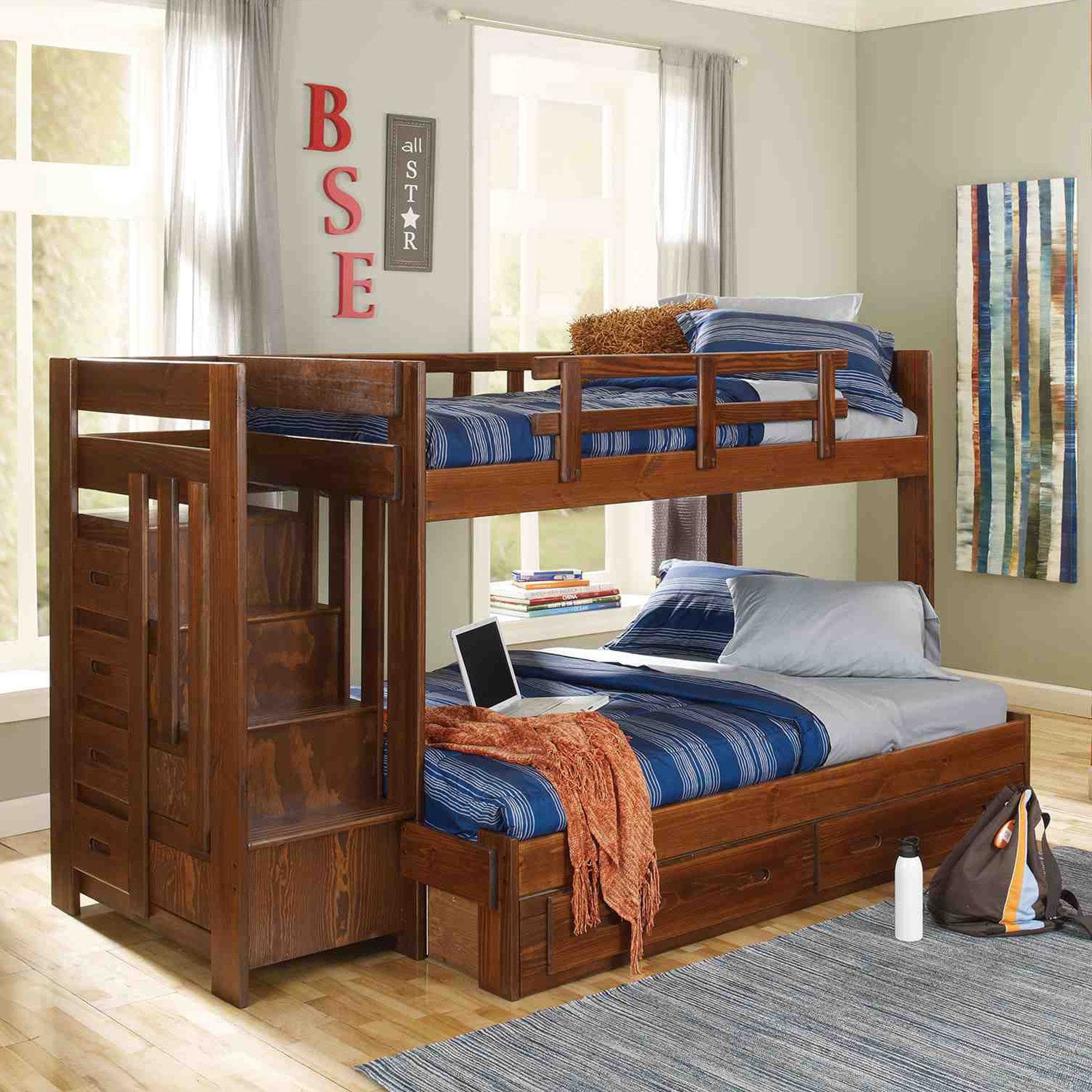 Woodcrest Heartland Twin Over Full Reversible Stair Bunk Bed With Woodcrest Heartland Twin Over Full Reversible Stair Bunk Bed With Optional Drawers Com