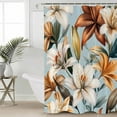 thumbnail image 2 of 72x78 Inch Shower Curtain Flower Floral Bathroom Decor Waterproof Fabric Bathtub Bath Curtains Decorative Lily Budding Plant Botanicals Blossom Extra Long Shower Curtain Set with Hooks, 2 of 6