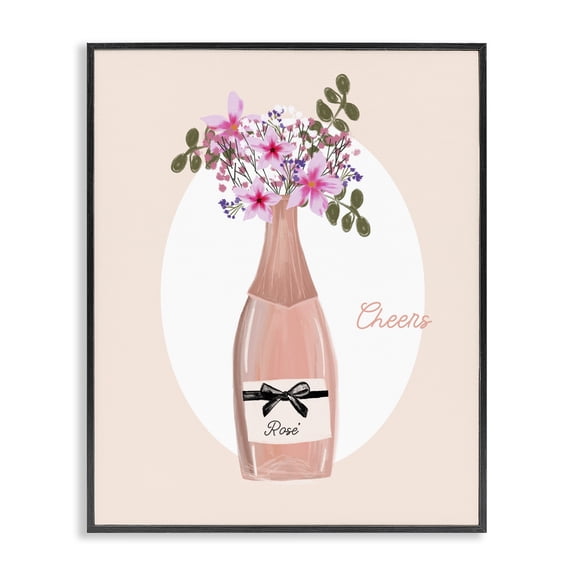 Stupell Industries Contemporary Cheers Pastel Rosè Black Framed Giclee Art, 11 x 14, by Chen Alyesh