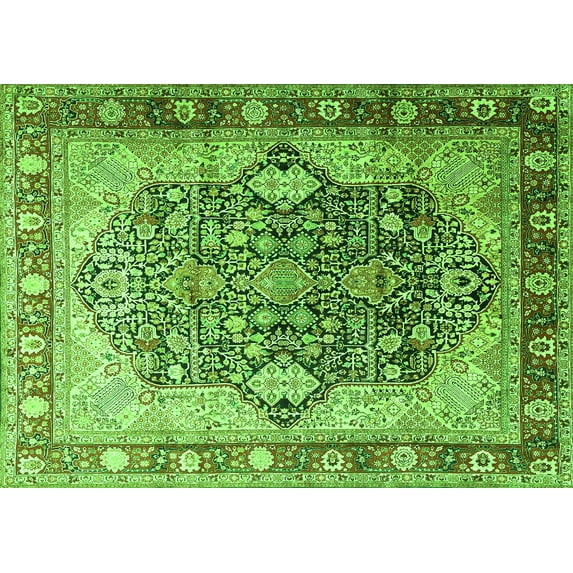 Ahgly Company Indoor Rectangle Persian Green Traditional Area Rugs, 5' x 8'