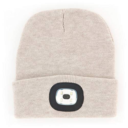 Night Scope Rechargeable LED Beanie Oatmeal