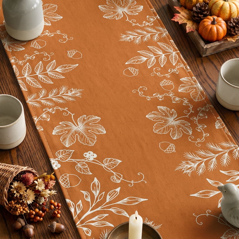 Sm:)e Orange Floral Fall Table Runner photo 6