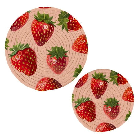 Strawberry Pot Holders Set Trivets Hot Pads Cotton Mats for Cooking