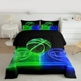 thumbnail image 2 of Manfei Boys Basketball Queen Comforter Set, Teens Sports Bedding Sets, Green Blue Gradient Basketball Court Bedding Comforter Set, Microfiber Bedroom Decor, 3-Piece Reversible, 2 of 8