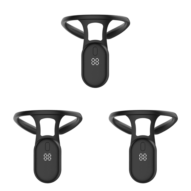 3PCS USB LCD Corrector Postura Recordatorio Vibración para Adultos 3250mAh (Negro)