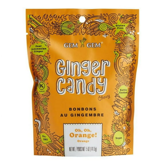Gem Gem Orange Ginger Chewy Candy 5 oz 2 each