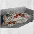 thumbnail image 6 of Floral Soft Flannel Fleece Throw Blanket, Butterflies and Flourishing Swirled Blossoms Bouquet Botany Image, Cozy Plush for Indoor and Outdoor Use, 70" x 90", Beige Green Red, by Ambesonne, 6 of 6