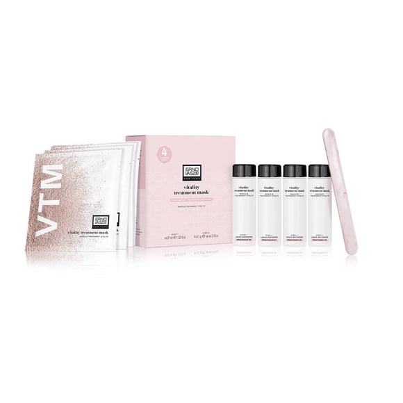 Erno Laszlo Vitality Treatment Mask Pink Face Mask Peel hidrata e ilumina la mezcla de polvo mineral con loción de suero, 4 paquetes de máscaras (1.25 fl oz cada una)
