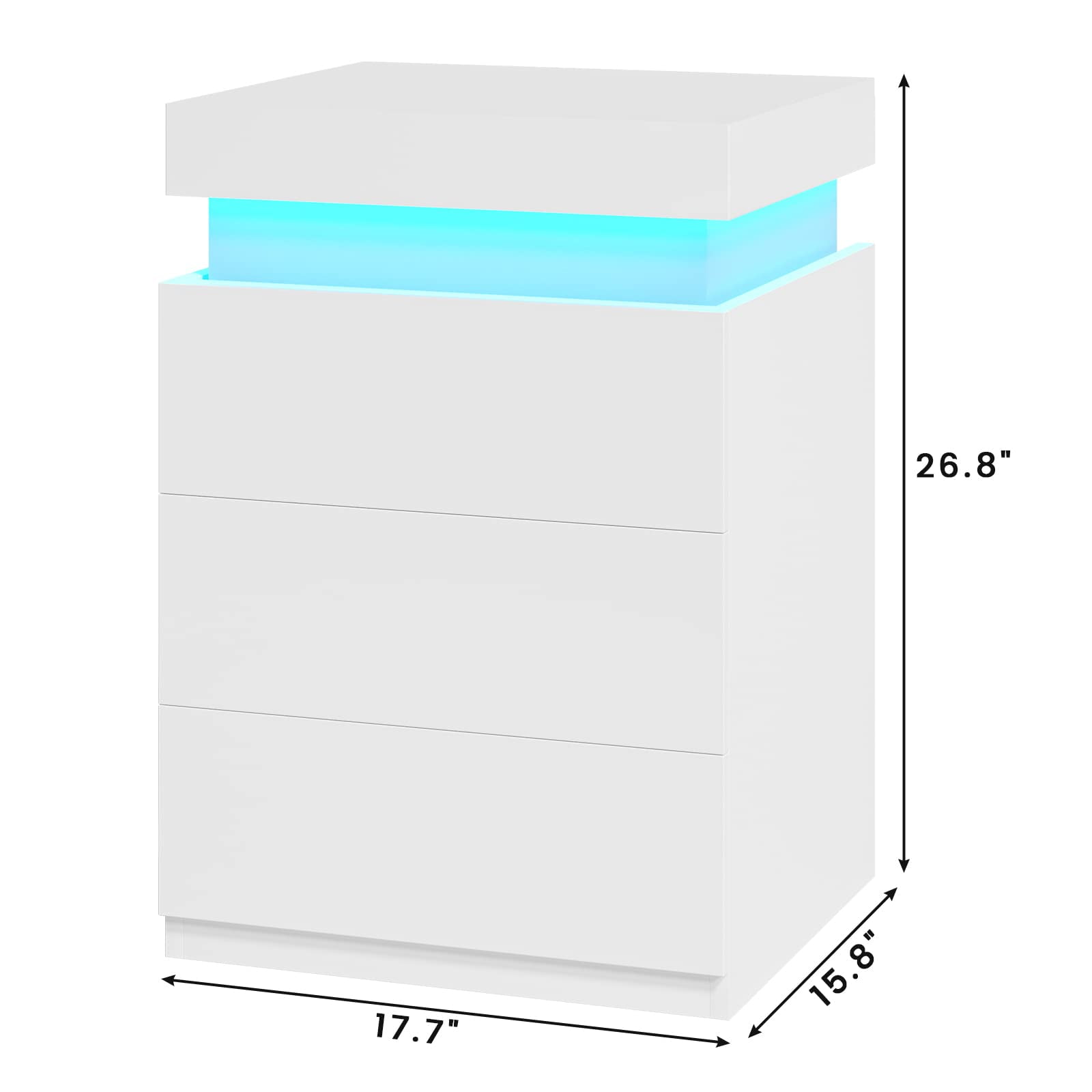 Nightstands Set of 2, Nightstand with Charging Station and RGB LED Light ,Bedside Table with 3 Drawers and Sliding Top,Modern End Side Table (White)