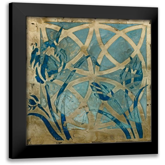 Meagher, Megan 12x12 Black Modern Framed Museum Art Print Titled - Stained Glass Indigo III