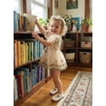thumbnail image 5 of BemeyourBBs Baby Girls First Birthday Outfit 1st Birthday Party Dress Newborn Fairy Tulle Tutu Romper Dress Fly Sleeve Floral Embroidery Bodysuit Princess Party Cake Smash Dresses Headband, 5 of 9