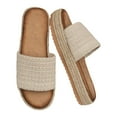 thumbnail image 1 of HETEH Women's Raffia Slides Dressy Flat Sandals Open Toe Espadrille Beach Resort Summer, 1 of 8