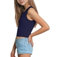 thumbnail image 4 of NAISIBABY Girls Tank Tops with Ribbed Knit, Casual Active Crewneck Breathable Soft Summer Cami Crop Tops Navy Size 13T, 4 of 6