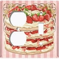thumbnail image 4 of Metal Light Switch Plate Cover Elegant Strawberry Cake Striped Wallpaper Pink CAK053, 4 of 13