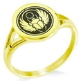 thumbnail image 1 of Stainless Steel Scarab Beetle Sun Ring Minimalist Oval Top Polished Statement Signet Ring, 1 of 1