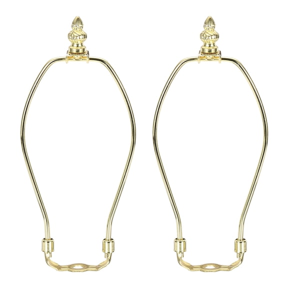Uxcell 2 Set 8" Lamp Shade Harp Holder, Heavy Duty Detachable Lampshade Brackets with 1.38" Height Solid Metal Finial Shade Holder for Table and Floor Lamps, Gold