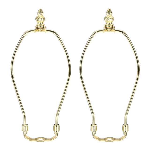 Uxcell 2 Set 8" Lamp Shade Harp Holder, Heavy Duty Detachable Lampshade Brackets with 1.38" Height Solid Metal Finial Shade Holder for Table and Floor Lamps, Gold