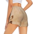 thumbnail image 2 of Uemuo Engraved Coffee On Kraft Paper Pattern Women's Athletic Shorts High Waisted Running Shorts with Liner Pockets Gym Elastic Workout Shorts-Medium, 2 of 9