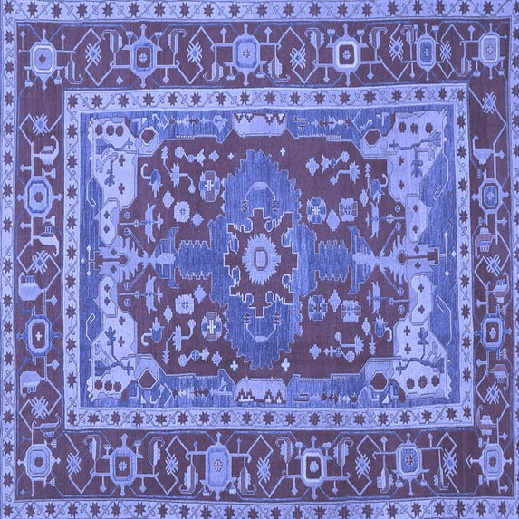 Ahgly Company Indoor Square Persian Blue Traditional Area Rugs, 7' Square