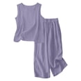 thumbnail image 6 of Back To School Outfits for Girls Size 7-8 Cotton Linen Set for Girls 2 Piece Outfits Backless Spaghetti Strap Tank Tops Matching Wide Leg Pants Kids Summer Lounge Sets, 6 of 6