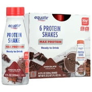 Equate Chocolate Max Protein Nutrition Shake, 11 FL OZ, 6 Count