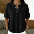 thumbnail image 2 of GUACER Tops for Women Button Down Short Sleeve Henley Shirt, Summer Loose Fit Casual Blouse, 2 of 6