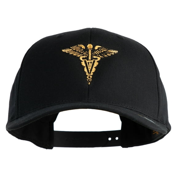 Veterinary Corps Embroidered Retro Cotton Blend Snapback Cap - Black OSFM