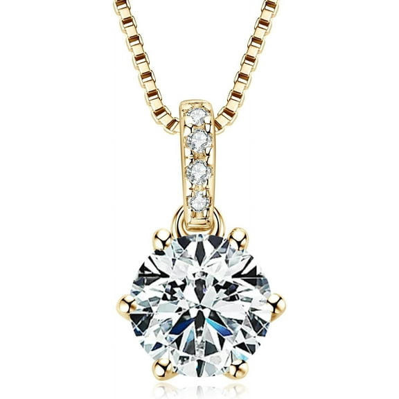 Leander 1-2 CT Moissanite Necklace for Women, Solitaire Lab Imitation Diamond Pendant, 18K White Gold Plated D Color Round Cut 925 Sterling Silver Necklace, GRA Certified, 18 2 inch Box Chain