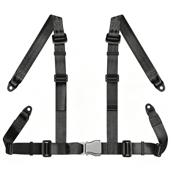 CUDIAO Universal 4 Point Safety Harness Set 2" Fits Go Kart,Utv,Atv,Racing Black 4 Point Harness Seat Belt