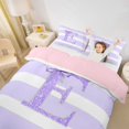 thumbnail image 2 of Erosebridal Glitter Print Personalized Initial E Girl Duvet Cover Set,Kids Teens Purple Bow Geometric Stripes Bedding Full,Pink Reversible,3-Piece,No Comforter, 2 of 5